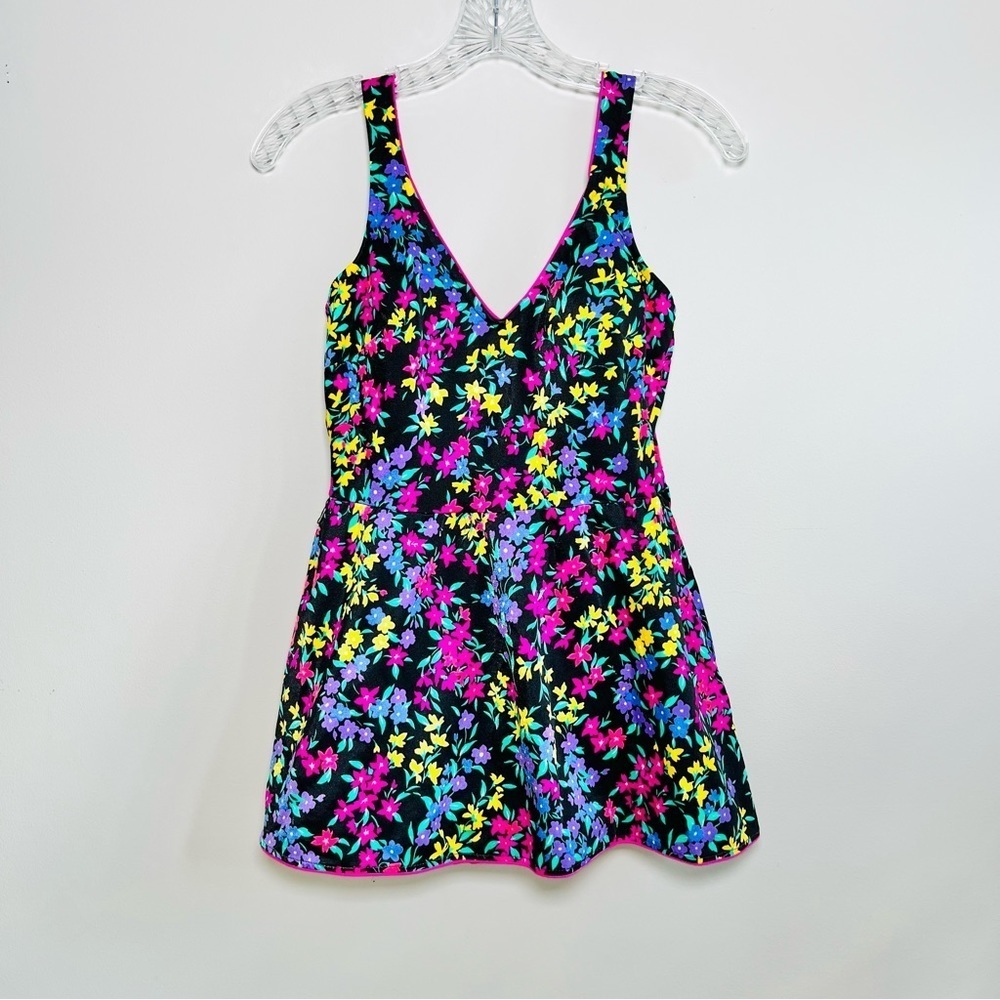 Vintage Gabar colorful floral skirted one piece swimsuit
